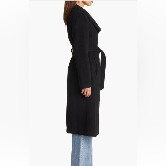 NWT Cole Haan Signature Slick Belted Long Coat Wool Blend Zip Snap Size 6 - Picture 4 of 16